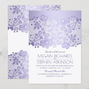 Invitation Mariage blanc Vintage élégant Lavender Purple Lace