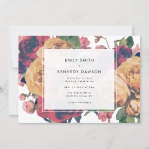 Invitation Mariage blanc Vintage Rose moderne
