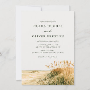 Invitation Mariage Blé Doré Sauge Script Oats Côte