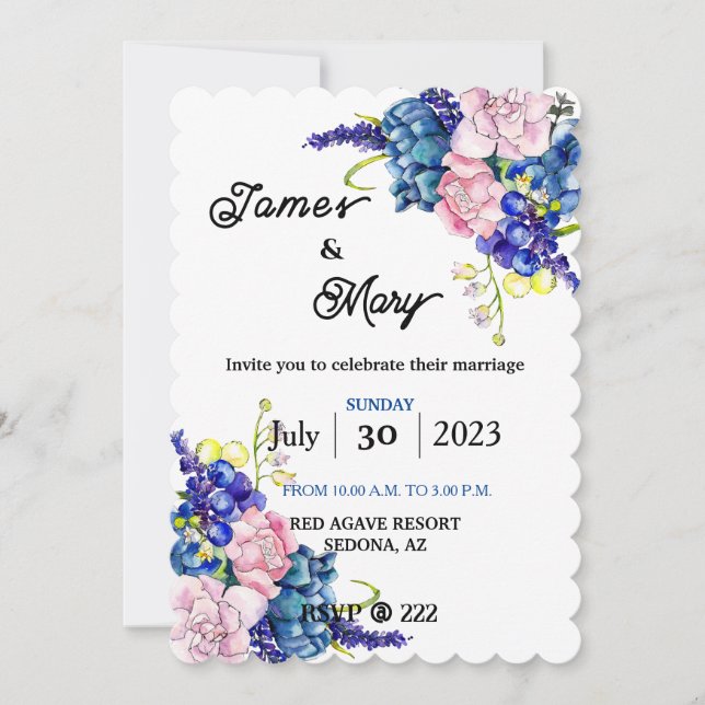 Invitation Mariage bleu (Devant)