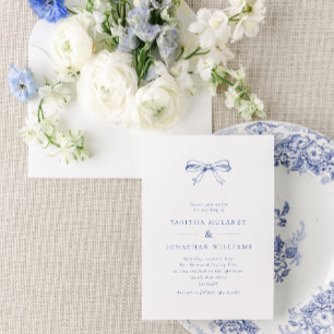 Invitation Mariage bleu arc Vintage simple