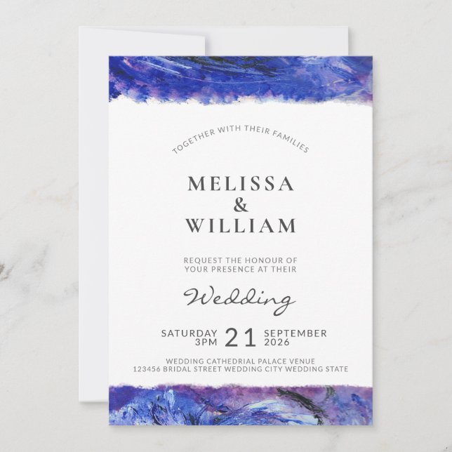 Invitation Mariage Bleu Art (Devant)