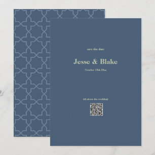 Invitation Mariage bleu avec Motif en lattes