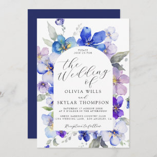 Invitation Mariage bleu bleu violet mauve rose marine