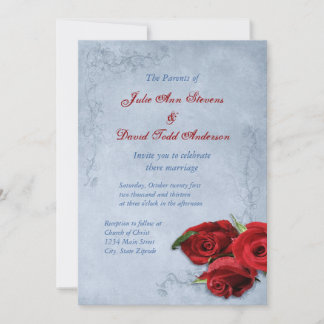 Invitation Mariage bleu cascade vintage