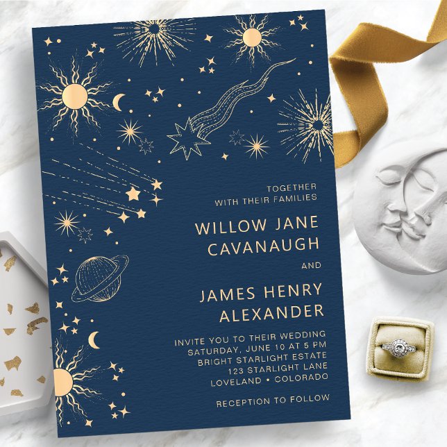 Invitation Mariage bleu céleste (Celestial Blue Wedding Invitation
)