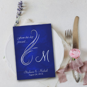 Invitation Mariage bleu clair de Monogramme à torsion d'argen