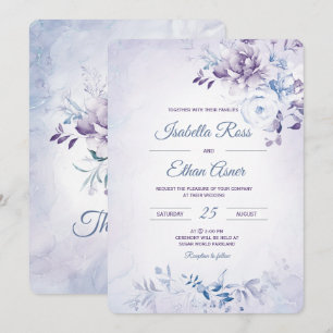 Invitation Mariage Bleu Clair et Lavande