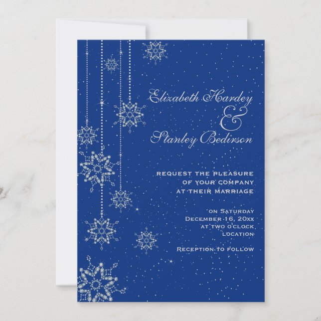 Invitation Mariage bleu cristal (Devant)