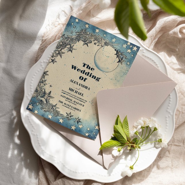 Invitation Mariage Bleu de l'Univers de l'Espace Extérieur Vi (Créateur téléchargé)