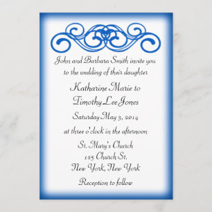 Invitation Mariage bleu de rouleau de conte de fées