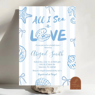 Invitation Mariage bleu doodle dessiné à la main tout ce que