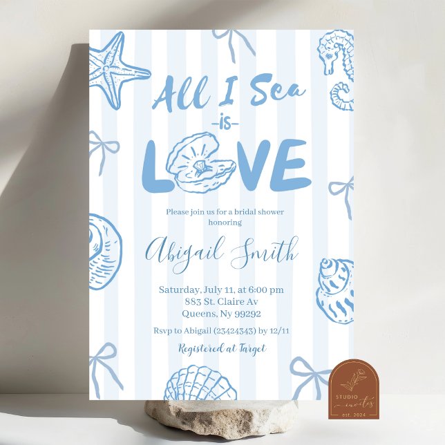 Invitation Mariage bleu doodle dessiné à la main tout ce que  (Créateur téléchargé)