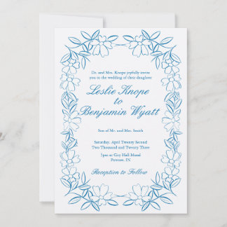 Invitation Mariage bleu Dusty vintage