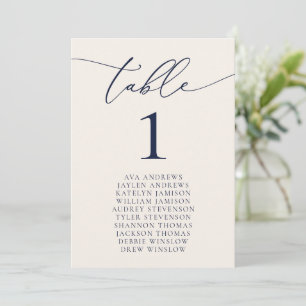 Invitation Mariage bleu et crème de la Marine Numéro de la ta