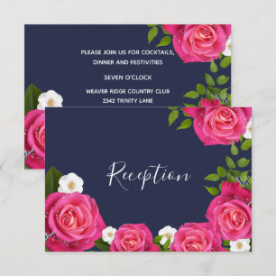 Invitation Mariage bleu et rose de minuit - Réception