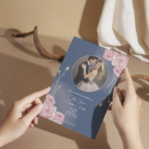 Mariage bleu et rose pâle de la marine romantique