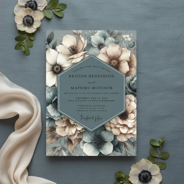 Invitation Mariage Bleu Éthéré (Créateur téléchargé)