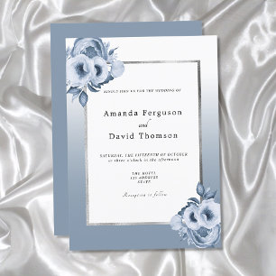 Invitation Mariage bleu foncé argent couleur eau
