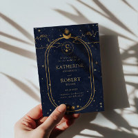Mariage bleu foncé de lune d'or céleste mystique