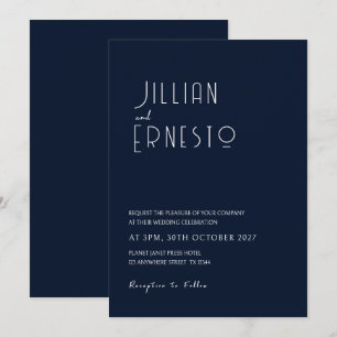 Invitation Mariage bleu foncé Lily de la Vallée