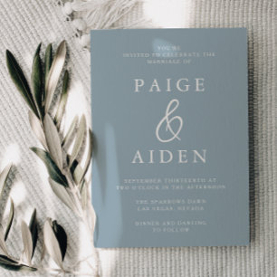 Invitation Mariage bleu foncé moderne