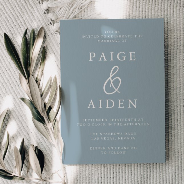 Invitation Mariage bleu foncé moderne (Créateur téléchargé)