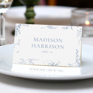Invitation Mariage bleu français Nom Place Card do-it-yoursel
