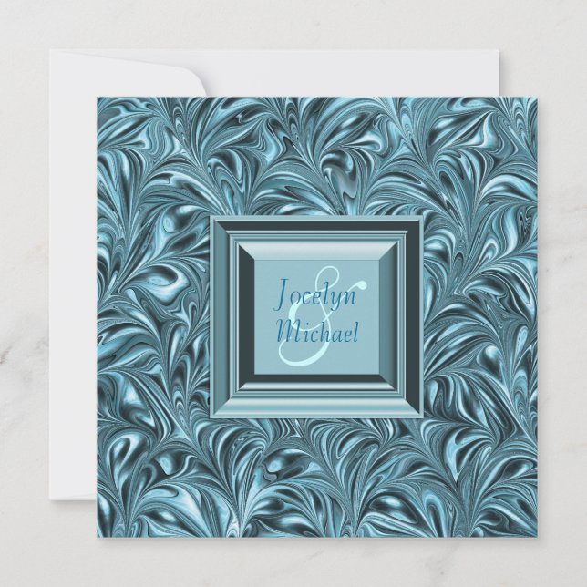 Invitation Mariage bleu glace sarcelle bleue (Devant)