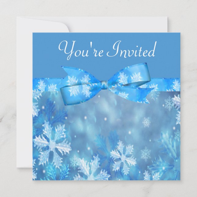 Invitation Mariage bleu glacial du pays des merveilles (Devant)