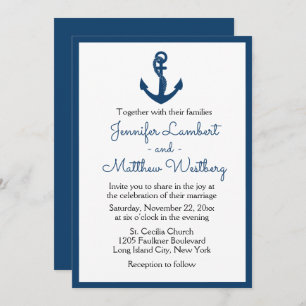 Invitation Mariage bleu marine Ancre Sailor Beach