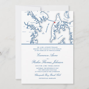 Invitation Mariage bleu marine au Chesapeake Bay Beach Club f