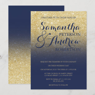 Invitation mariage bleu marine de la parties scintillant de f