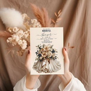 Invitation Mariage bleu marine Fête des mariées de robe de 