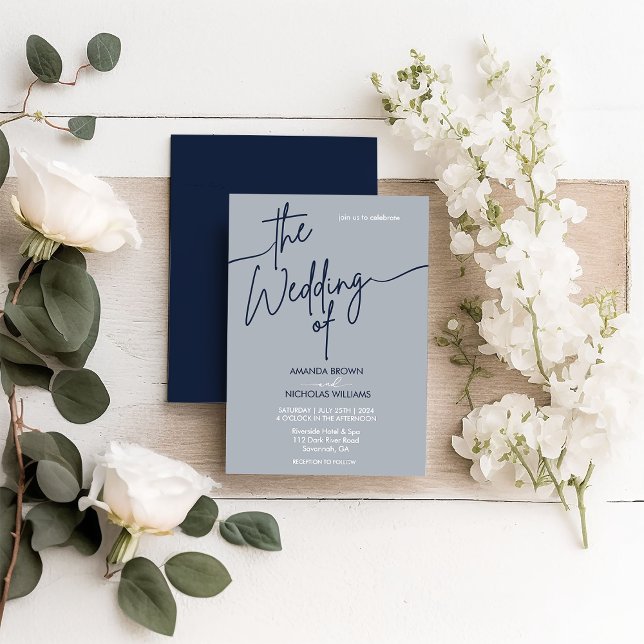 Invitation Mariage bleu marine minimaliste moderne (Créateur téléchargé)