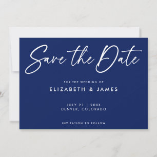 Invitation Mariage bleu moderne Enregistrer la date Invitatio