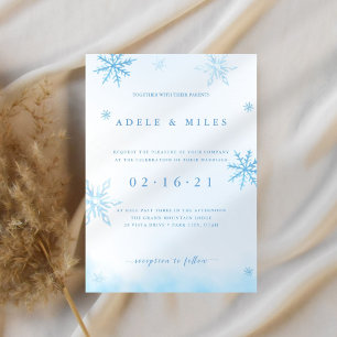 Invitation Mariage bleu neige d'hiver