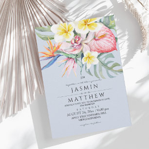 Invitation Mariage Bleu Nuit Floral Botanique Tropical