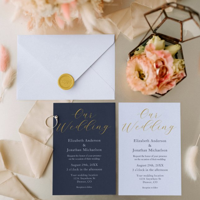 Invitation Mariage bleu opulent (Créateur téléchargé)