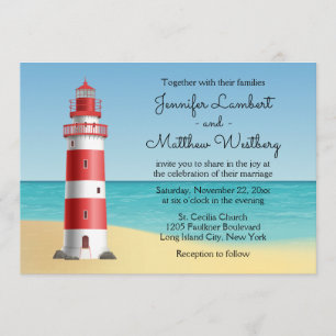 Invitation Mariage bleu phare de la plage nautique