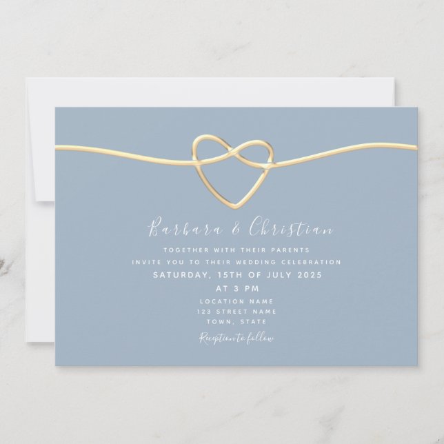 Invitation Mariage Bleu Poussiéreux (Devant)
