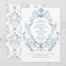 Mariage Bleu Poussiéreux à Fleurs de Style Victori