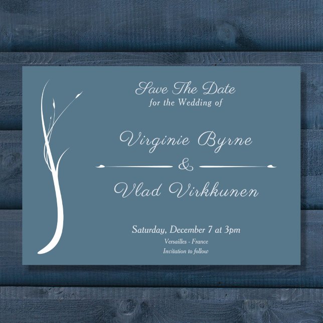 Invitation Mariage Bleu Poussiéreux Enregistrer La Date (Dusty Blue Wedding Save The Date Invitation)