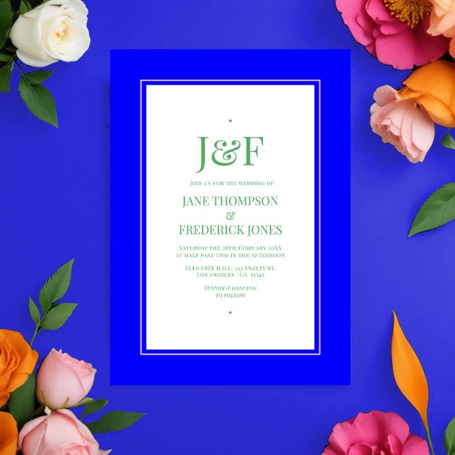 Invitation Mariage bleu, rose, orange et vert (Blue, Pink, Orange, and Green Wedding)