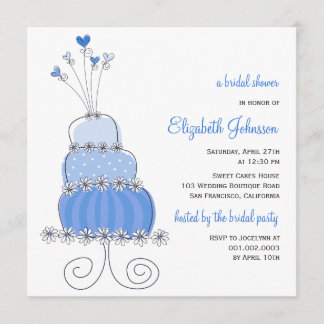 Invitation Mariage bleu sucré gâteau Chic Fête de l'mariée I
