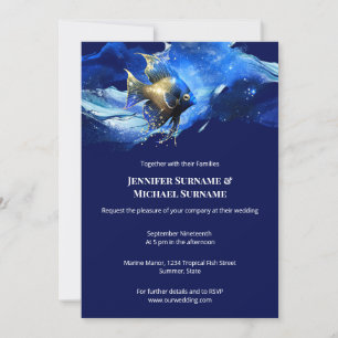 Invitation Mariage bleu sur le thème de la récif nautique océ
