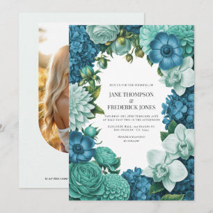 Invitation Mariage Bleu Tidal, Dérive de Mousse de Mer & Ment