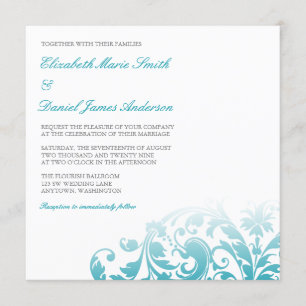 Invitation Mariage bleu turquoise de remous de Flourish