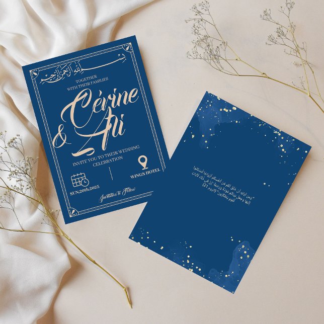 Invitation mariage bleue arabe pour jour parfait (Créateur téléchargé)