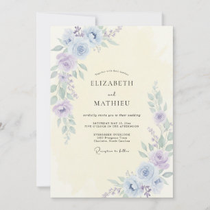 Invitation Mariage Bleuet Pervenche Pivoine